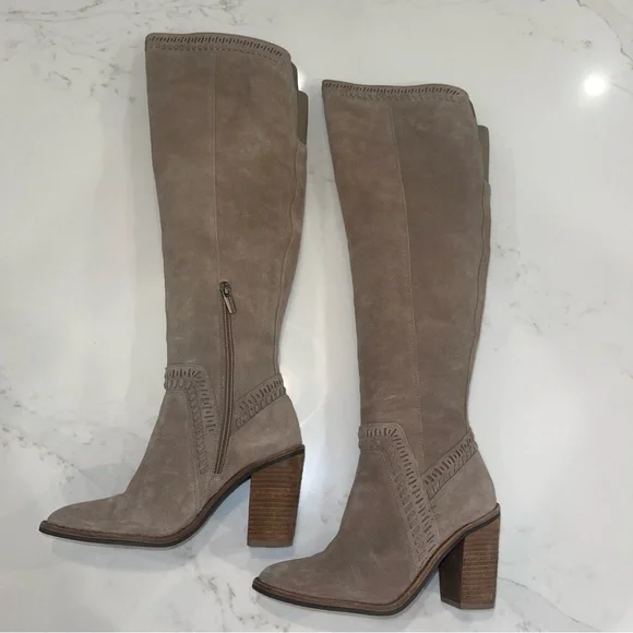 Vince Camuto “Madolee” Taupe Suede Over-the-Knee Block Heel Boots - Picture 1 of 16